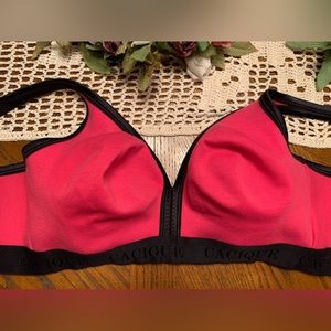 Cacique 42C Sports Bra, no wires, no padding, very comfortable.